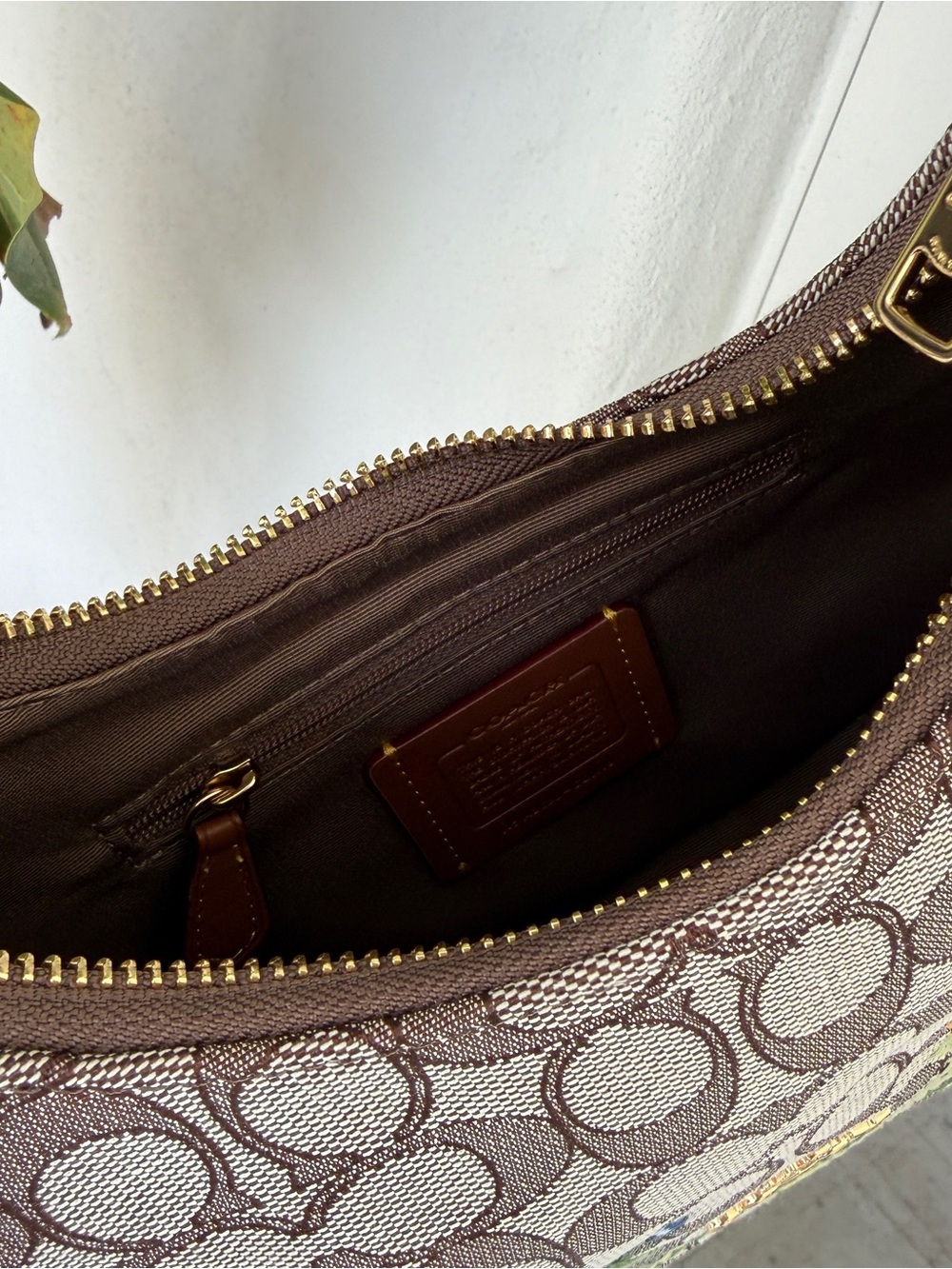 Coach Emily Shoulder Bag Signature Jacquard With Floral Embroidery CDX19 Oak Mul - Picture 14 of 15
